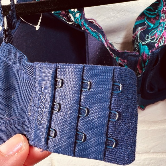 NWOT Soma Sensuous Lace Lined Balconet Underwire Bra 36 D Floral Blue #0422 - Picture 3 of 12